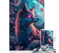 Rompecabezas de 1000 Piezas para Adultos Zorro Iluminado por la Luna - Juegos educativos Que mejoran la Memoria y el estrés fortalecen el Amor Entre Parejas (38x26cm)