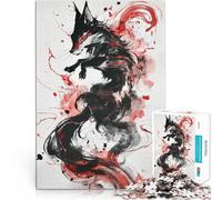 Rompecabezas de 1000 Piezas para Adultos Zorro japonés Kitsune Desafío difícil para aliviar el estrés para la decoración del hogar 52x38cm