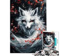 Rompecabezas de 1000 Piezas para Adultos Zorro Kitsune Blanco Rompecabezas para Adultos Juegos Divertidos análisis y lógica interacción Entre Padres e Hijos (tamaño 38x52cm)
