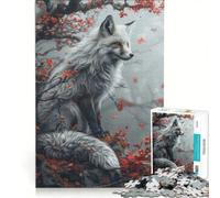 Rompecabezas de 1000 Piezas para Adultos Zorro Kitsune Místico Juegos Educativos Difíciles y Retos Juego de Reto Único 50x75cm