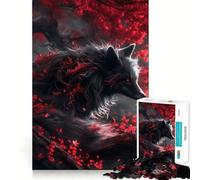Rompecabezas de 1000 Piezas para Adultos Zorro Kitsune Negro en un árbol Decoración de Ajuste Limpio,Actividad Cerebral Divertida,Juego Acogedor,Regalo Festivo de Ocio 38x26cm
