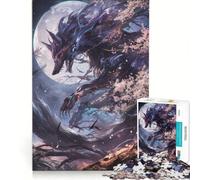 Rompecabezas de 1000 Piezas para Adultos: Zorro Kitsune Negro, Juego de ingenio, Actividades Familiares, cumpleaños y Navidad 38x26cm