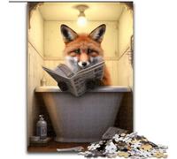 Rompecabezas de 1000 Piezas para Adultos, Zorro Leyendo periódico, tamaño 50x75cm, Familiares y Amigos, Apto para Mayores de 14 años.