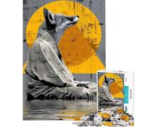 Rompecabezas de 1000 Piezas para Adultos Zorro meditando en Kimono Rompecabezas para Adultos Juegos de relajación análisis y lógica Actividades Divertidas para Hacer en casa (tamaño 50x75cm)
