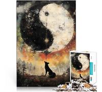 Rompecabezas de 1000 Piezas para Adultos Zorro Mirando al Yin Yang Juguetes de Entretenimiento Familiar Regalos de cumpleaños 75x50cm