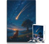Rompecabezas de 1000 Piezas para Adultos: Zorro Mirando una Estrella fugaz Ideal para Momentos de Tranquilidad y Ocio Juguete de precisión Troquelado de Primera Calidad Tamaño 38x26cm