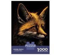 Rompecabezas de 1000 piezas para adultos, zorro, negro y dorado, juego práctico pero divertido y humorístico, desafío educativo, 52 x 38 cm, 1000 piezas