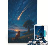 Rompecabezas de 1000 Piezas para Adultos Zorro observando una Estrella fugaz Juegos educativos, difíciles y desafiantes 38x52cm