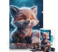 Rompecabezas de 1000 Piezas para Adultos Zorro Sonriente y Feliz,Juego de Bordes limpios,Juego de lógica,Juego de Entretenimiento,decoración navideña 50x75cm