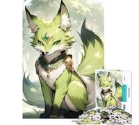 Rompecabezas de 1000 Piezas para Adultos Zorro Verde con Joya Juguete Intelectual Juego Imposible para Toda la Familia Regalos para Mujeres y Hombres (tamaño 38x52cm)