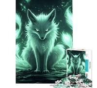 Rompecabezas de 1000 Piezas para Adultos Zorro Verde Místico desafío Educativo dificultad Alta Juego Relajante Apto para Mayores de 14 años (38x26cm)