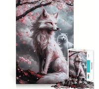 Rompecabezas de 1000 Piezas para Adultos Zorros en Flor de Cerezo,Juego de Corte sin Costuras,Juguete para Resolver Problemas,Juego Casual,Escena navideña (38x52cm)