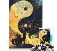 Rompecabezas de 1000 Piezas para Adultos Zorros Yin Yang Juegos Familiares desafiantes para completar Que mejoran el Amor Entre Parejas 50x75cm