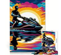 Rompecabezas de 1000 Piezas para Motos acuáticas personales WPAP para Adolescentes Rompecabezas fácil de armar Ocio Impecable Regalo Ideal para Navidad (38x26cm)