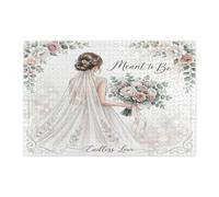 Rompecabezas de 1000 piezas para temporada de bodas de felicidad, rompecabezas de madera con texto en inglés "Happiness Wedding Season" para adultos, decoración de patrón de amor infinito para