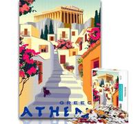 Rompecabezas de 1000 Piezas para Viajar a Grecia y Atenas,Rompecabezas de 1000 Piezas para Adultos y Adolescentes,para Mayores de 14 años,Juego Imposible, Adultos y Adolescentes