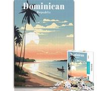 Rompecabezas de 1000 Piezas para Viajar a República Dominicana para Adultos y Adolescentes ¡Disfruta de Tus Vacaciones en casa! Cada Pieza es única Juego Familiar desafiante y Divertido 75x50cm