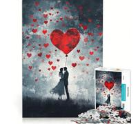 Rompecabezas de 1000 Piezas: Pareja con Globo en Forma de corazón, Juego de ingenio, Entrena tu Cerebro y Tus Manos, Ideal para Decorar tu Escritorio 38x26cm