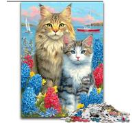 Rompecabezas de 1000 Piezas Pareja de Gatos para Adolescentes, un Regalo desafiante y difícil para Toda la Familia (26x38cm)