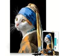 Rompecabezas de 1000 Piezas Parodia de El Gato con la Perla,Corte Suave,Juego Creativo,Juguete,Tiempo de Juego Relajante, (38x52cm)