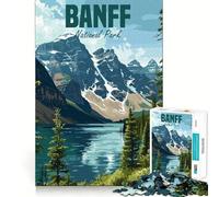 Rompecabezas de 1000 Piezas - Parque Nacional Banff Corte preciso Divertido Juego de ingenio Tiempo Libre Divertido Arte navideño para el hogar (38x26cm)