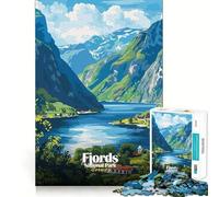 Rompecabezas de 1000 Piezas Parque Nacional de los Fiordos de Noruega Póster de Viaje Juego de Ajuste preciso Entrenamiento de concentración Diversión Tiempo de Juego Relajado Regalo de Ocio navideño