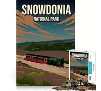 Rompecabezas de 1000 Piezas Parque Nacional de Snowdonia Inglaterra Tren Póster Piezas de Corte Limpio Juguete para desarrollar la Capacidad cognitiva Momento de relajación Diversión Decoración