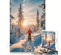 Rompecabezas de 1000 Piezas Paseo con Raquetas de Nieve al Atardecer para Adolescentes Mejora la Memoria Fácil de Usar Bordes limpios Sorpresa navideña (38x26cm)
