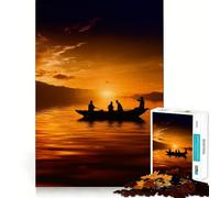 Rompecabezas de 1000 Piezas Paseo en Barco al Atardecer para Adolescentes Recuerda, Mejora, Calma, Mente Clara, Arte Coleccionable 38x26cm