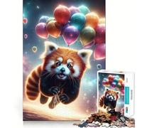 Rompecabezas de 1000 Piezas Paseo Espacial del Panda Rojo para Adultos y Adolescentes Juguete de lógica sólida, Divertido y silencioso Corte de precisión Selección de Deseos de Papá Noel (38x26cm)