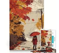 Rompecabezas de 1000 Piezas Paseo otoñal lluvioso para Adolescentes Juguete para ejercitar la Mente Diseño Relajante Regalo Ideal para armar (50x75cm)