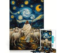 Rompecabezas de 1000 Piezas Pastor de ovejas Noche Estrellada para Adolescentes Juego Inteligente para fomentar la convivencia Obra de Arte para armar 38x26cm
