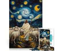 Rompecabezas de 1000 Piezas Pastor de ovejas Noche Estrellada para Adolescentes Juego Inteligente para fomentar la convivencia Obra de Arte para armar 50x75cm