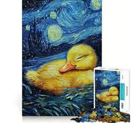 Rompecabezas de 1000 Piezas Patito bebé en la Noche Estrellada Arte de Corte preciso Juego Que estimula el Cerebro Diversión para el Tiempo Libre Decoración navideña Regalo (50x75cm)