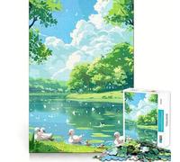 Rompecabezas de 1000 Piezas Patos en un Lago Tranquilo para Adultos y Adolescentes Juguete de lógica Clara para Relajarse Corte Artículo de Santa Claus (38x26cm)