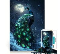 Rompecabezas de 1000 Piezas Pavo Real a la luz de la Luna Invernal para Adolescentes Mejora la Memoria Un pasatiempo Tranquilo Bordes precisos Regalo de cumpleaños (50x75cm)