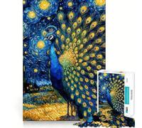 Rompecabezas de 1000 Piezas Pavo Real bajo la Noche Estrellada para Adultos Juguete para la Mente Alivia la ansiedad Bordes precisos Regalo Original (38x52cm)