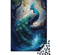 Rompecabezas de 1000 Piezas Pavo Real del Bosque Plumaje Místico Papel Reciclado Mayores de 12 Años Juego Familiar Divertido Desafiante 38x26cm/1000pcs
