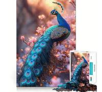 Rompecabezas de 1000 Piezas Pavo Real en Flor para Adultos Juguete para la Mente Alivia la ansiedad Bordes precisos Regalo Original (50x75cm)