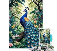 Rompecabezas de 1000 Piezas Pavo Real en una exuberante Jungla Rompecabezas para Adultos y familias Entrena tu Cerebro y Tus Manos Regalo Ideal para Reducir el estrés 50x75cm