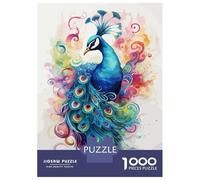 Rompecabezas De 1000 Piezas Peacock Watercolor Rompecabezas para Adultos Juegos Familiares Ensamblaje De Patrones Cumpleaños Y Navidad 38x26cm/1000pcs