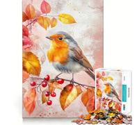 Rompecabezas de 1000 Piezas Percha de pájaro otoñal - Juego de Habilidad Mental para un Momento Acogedor - Decoración navideña para la Pared (38x26cm)