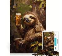 Rompecabezas de 1000 Piezas Perezoso Bebiendo Cerveza,Arte de Corte preciso,Juguete para desarrollar la Capacidad cognitiva,Juego Relajante para el Tiempo de Juego,Regalo de cumpleaños (38x26cm)