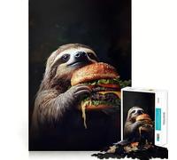 Rompecabezas de 1000 Piezas Perezoso Comiendo Hamburguesa para Adolescentes Mejora la Memoria Juego Relajante Bordes limpios Artículo de Santa Claus 38x52cm