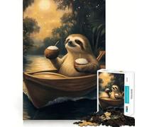Rompecabezas de 1000 Piezas Perezoso en un Barco con cócteles para Adolescentes Juguete de lógica Mental Tiempo Libre Bordes Finos 50x75cm