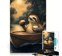 Rompecabezas de 1000 Piezas Perezoso en un Barco con cócteles para Adolescentes Juguete Inteligente para el Tiempo Libre Corte preciso Regalo de Temporada 38x26cm