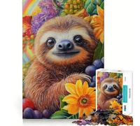 Rompecabezas de 1000 Piezas Perezoso Entre Flores para Adultos Juguete para Pensar, calmar, Relajarse, Arte de Pared con Corte Limpio 38x52cm
