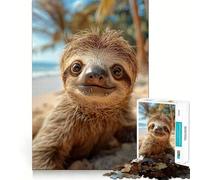 Rompecabezas de 1000 Piezas Perezoso Feliz en la Playa para Adultos Juguete de lógica Pura Diversión Relajante Corte preciso Regalo increíble 38x52cm