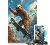 Rompecabezas de 1000 Piezas Perezoso patinando para Adultos Juguete para ejercitar la Mente Diseño de Ocio Suave Regalo de Temporada 38x52cm