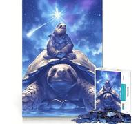 Rompecabezas de 1000 Piezas Perezoso y Tortuga bajo Las Estrellas para Adolescentes Juguete de lógica Mental para el Tiempo Libre Bordes Finos 38x26cm